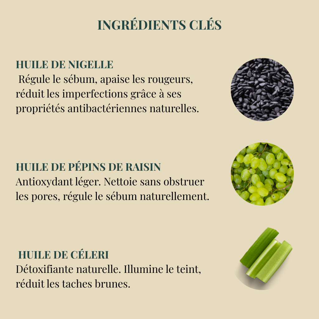 Huile NOUR - Démaquille &amp; purifie | Peau grasse matifiante - Dado Cosmetics