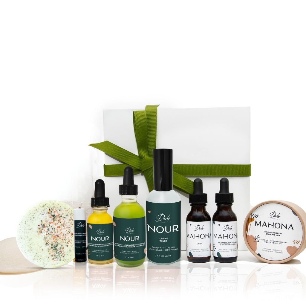 Routine beauté Nour complète de 8 soins naturels pour peau grasse avec un coffret cadeau - Dado Cosmetics